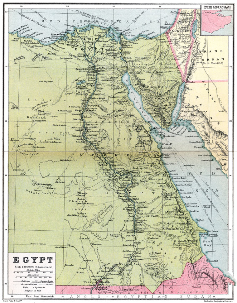 карта Египта в 1936 году