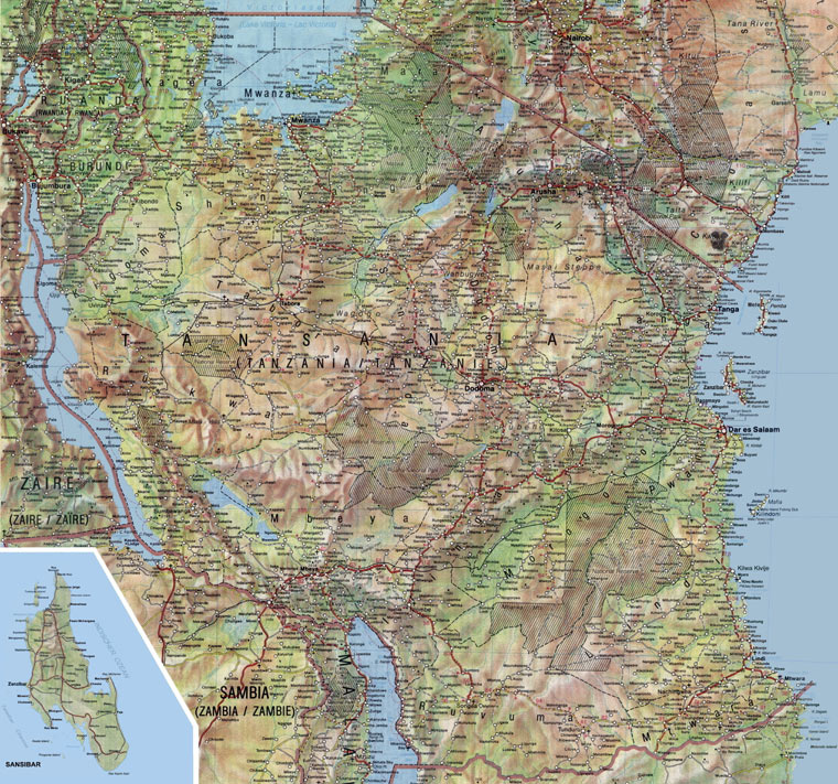 карта дорог Танзании
