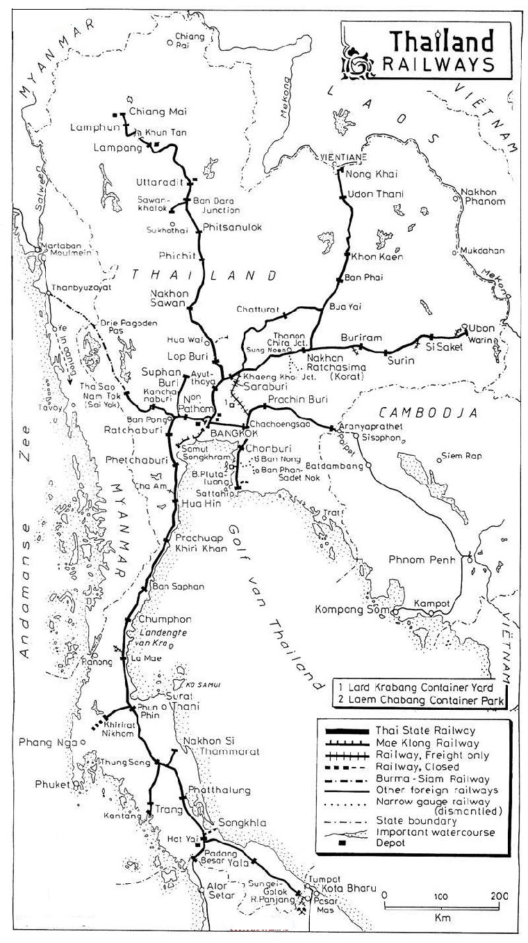 карта железных дорог Тайланда
