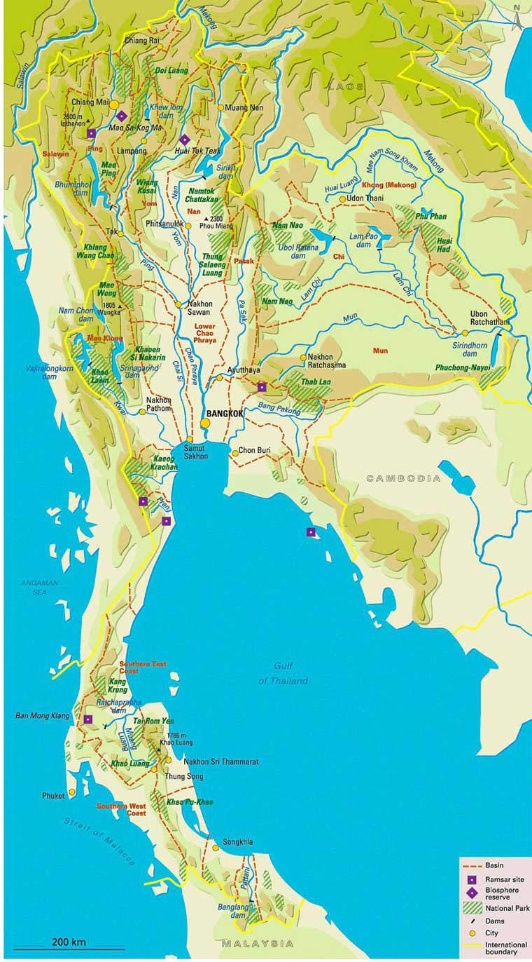 карта национальных парков Тайланда