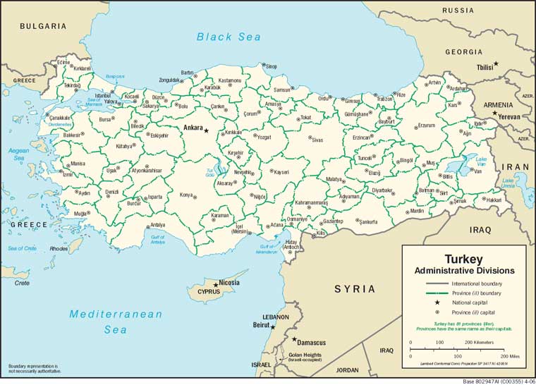 политическая карта Турции