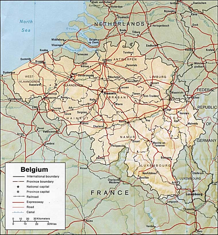 политическая карта Бельгии