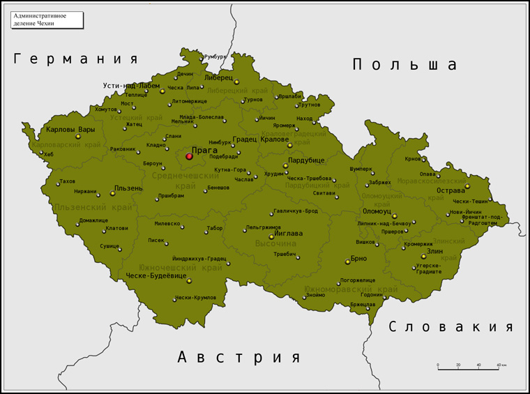 политическая карта Чехии