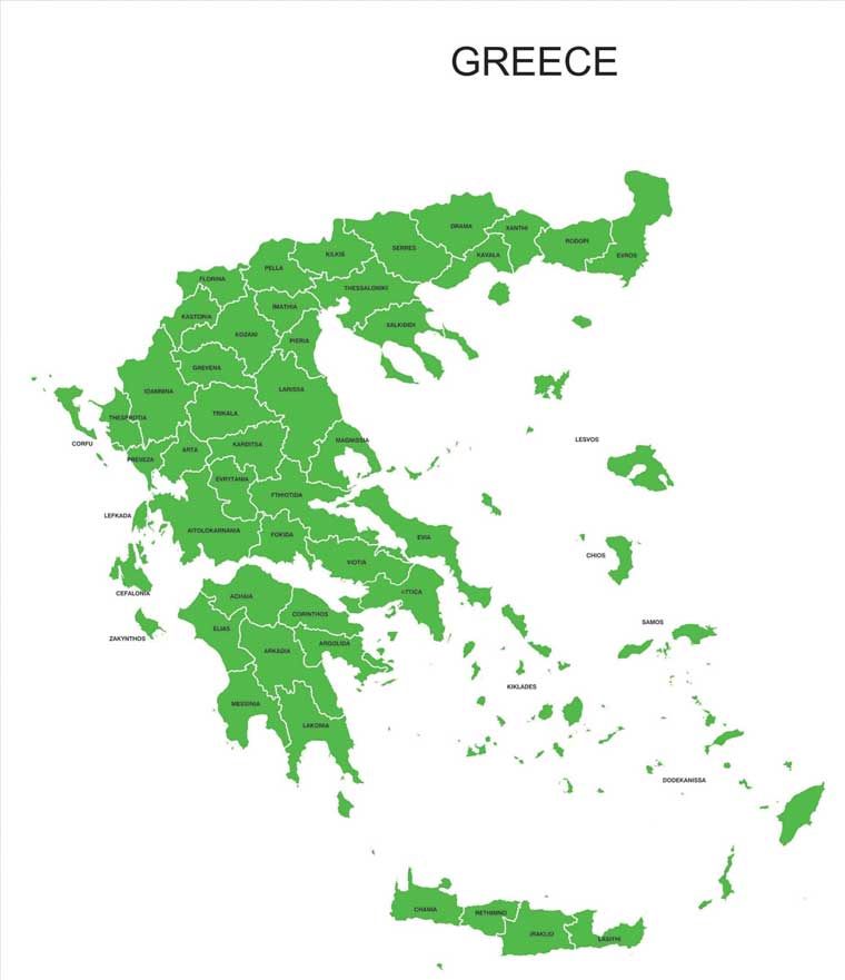 карта префектур Греции