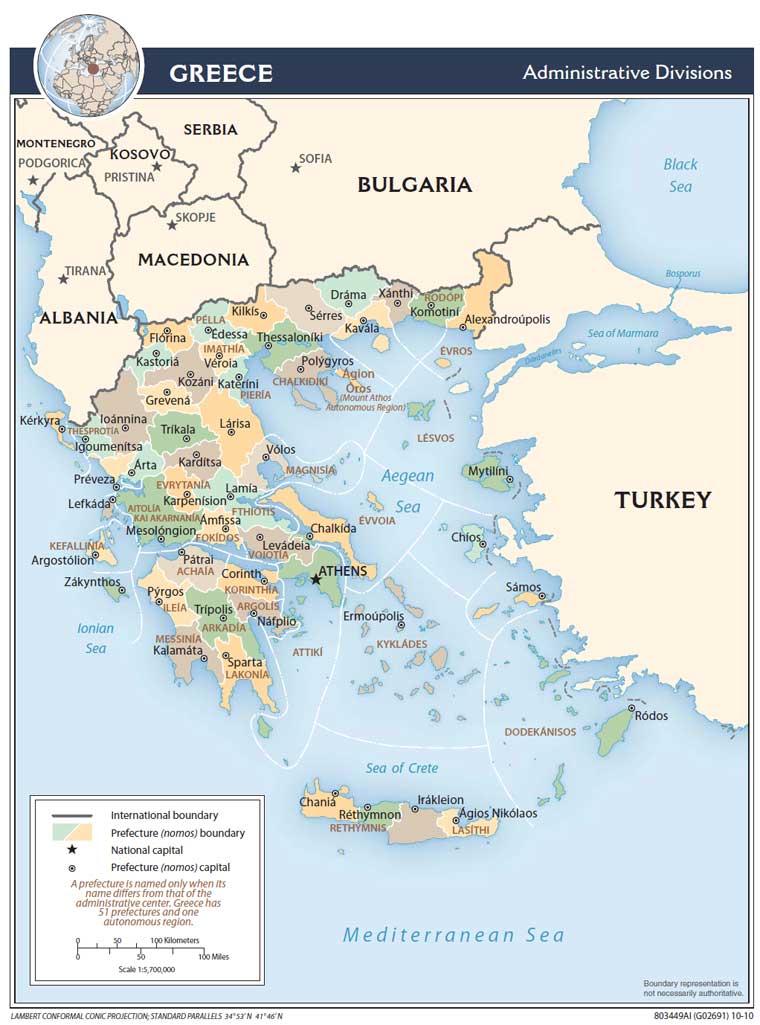 политическая карта Греции