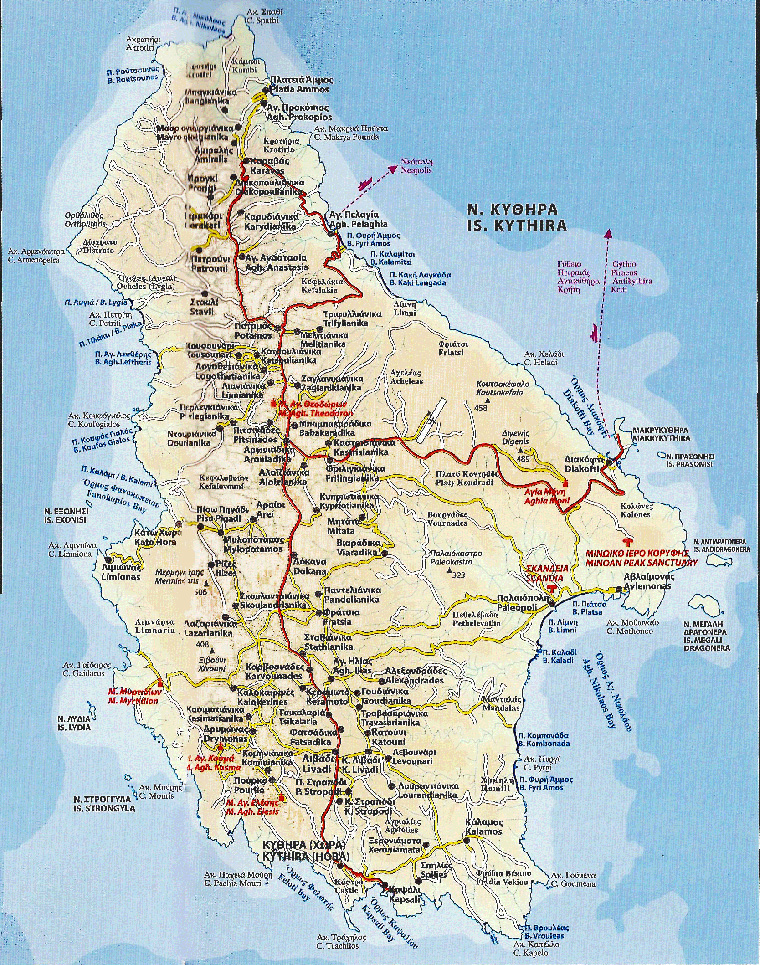 карта острова Китира