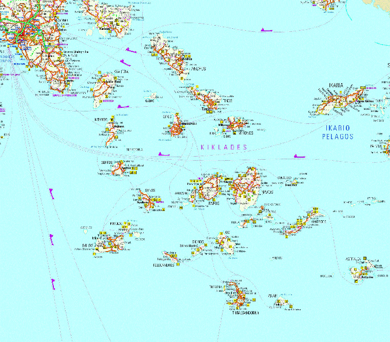 карта Кикладских островов