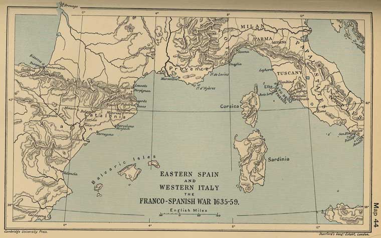 карта Италии в середине XVII века