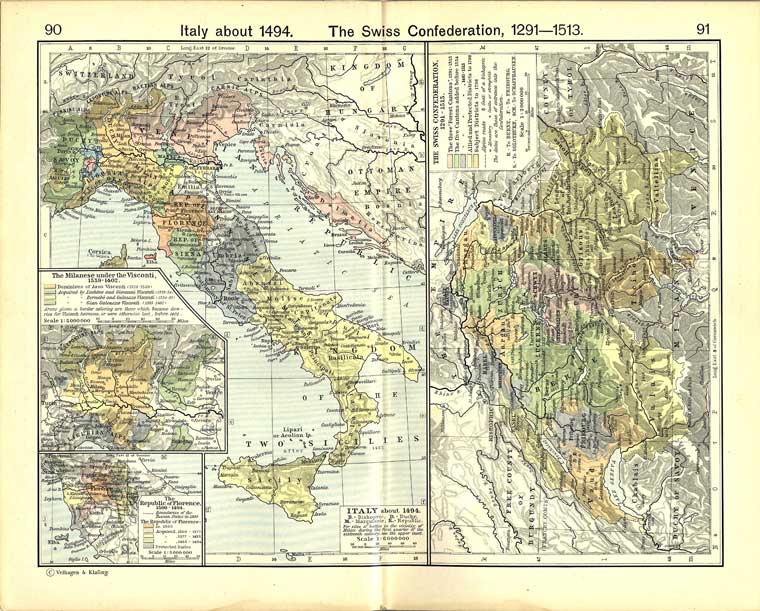 карта Италии в конце XV века